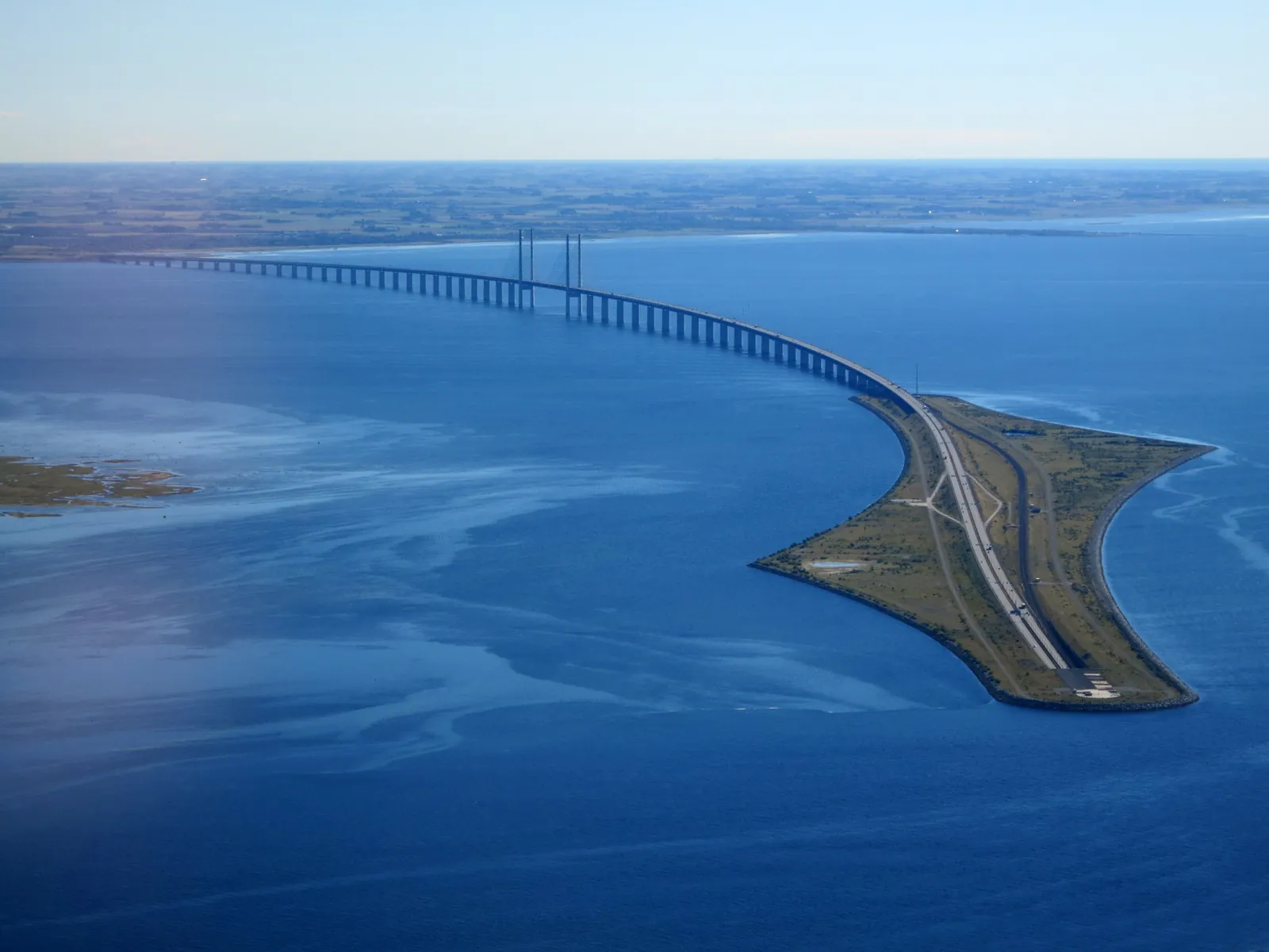 Aerial view of the Øresund Bridge connecting Copenhagen with Malmö in Sweden